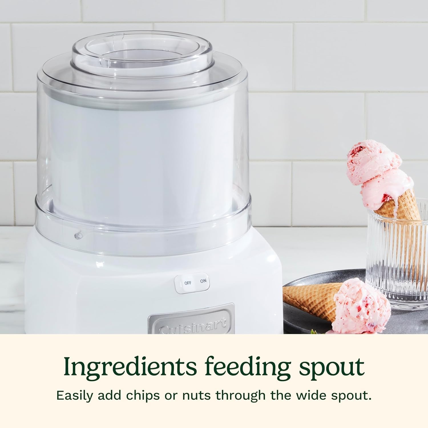 Cuisinart Ice Cream Maker Machine, 1.5 Quart Sorbet, Frozen Yogurt Maker, Double Insulated, White (ICE-21C) 🍁 All In One Marketplace Canada