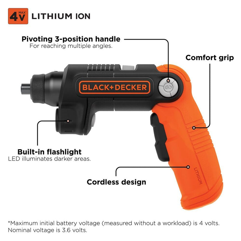 BLACK+DECKER 4V MAX* Cordless Screwdriver with LED Light (BDCSFL20C) 🍁 All In One Marketplace Canada