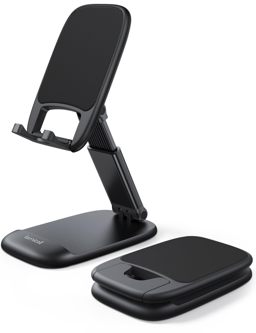 Lamicall Foldable Phone Stand for Desk - Height Adjustable Cell Phone Holder Portable Cellphone Cradle Desktop Dock Mom Gift Compatible with iPhone 14 15 16 17 Pro Max Plus Air, S24 S25 Ultra, 4-8