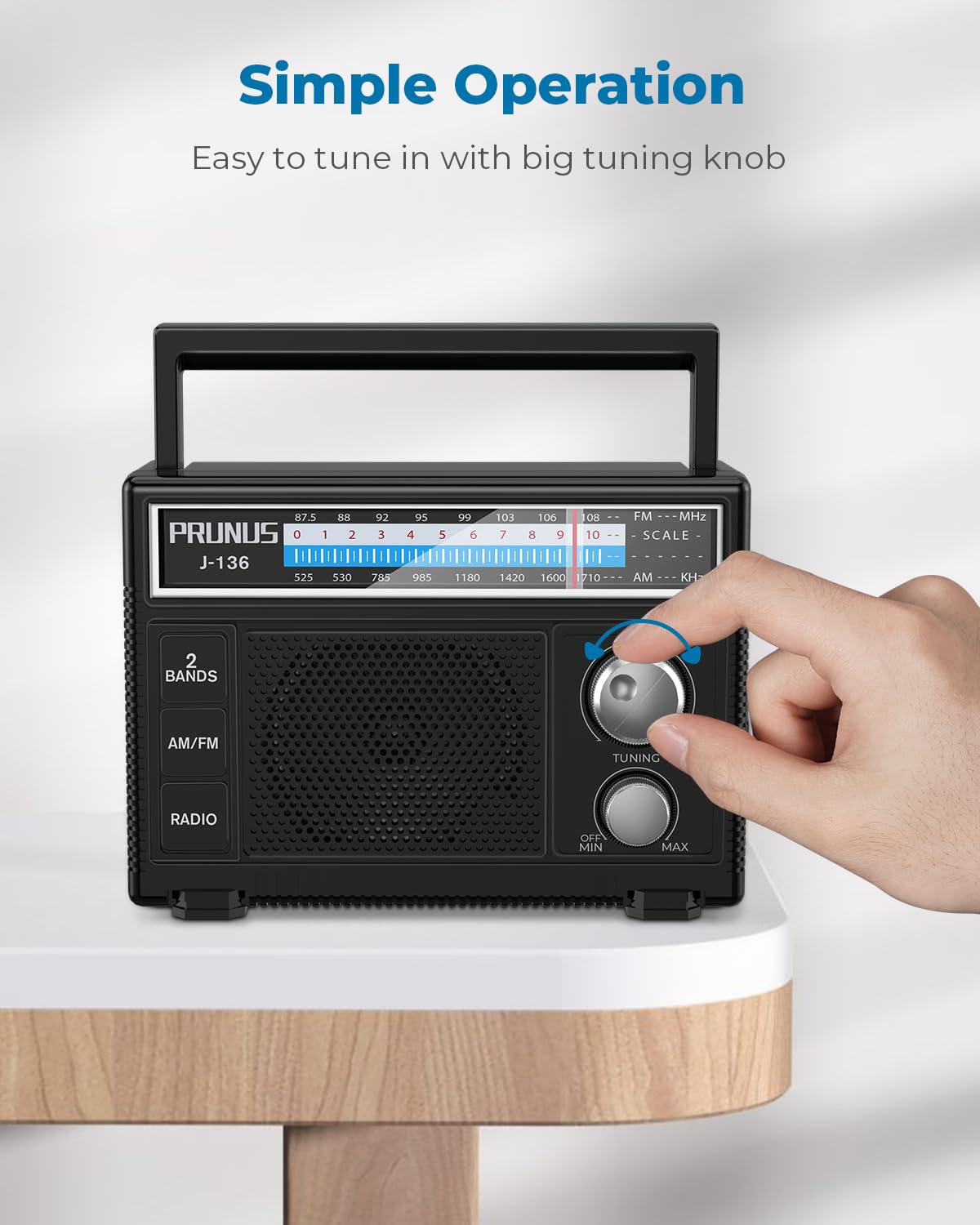 PRUNUS Portable Radio AM FM, Transistor Radio Battery Operated and Plug in Wall,Loud Speaker Support AUX in and Micphone in, Small Radios Portable AM FM J-136 🍁 All In One Marketplace Canada