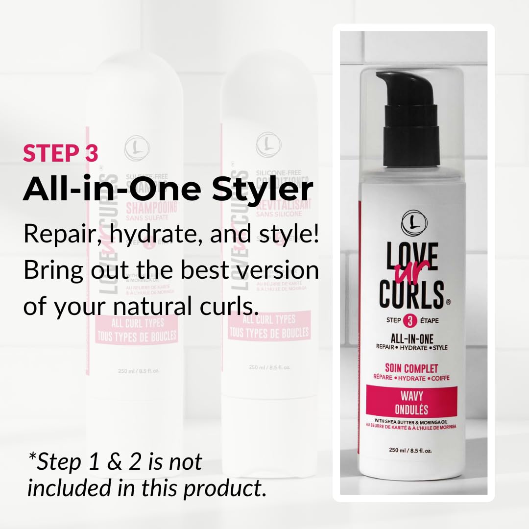 Love Ur Curls - All in One Curl Cream Styler, Curling Cream for Wavy Hair, Repair, Define, Hydrate & Style, Anti Frizz with Shea Butter, 250mL 🍁 All In One Marketplace Canada