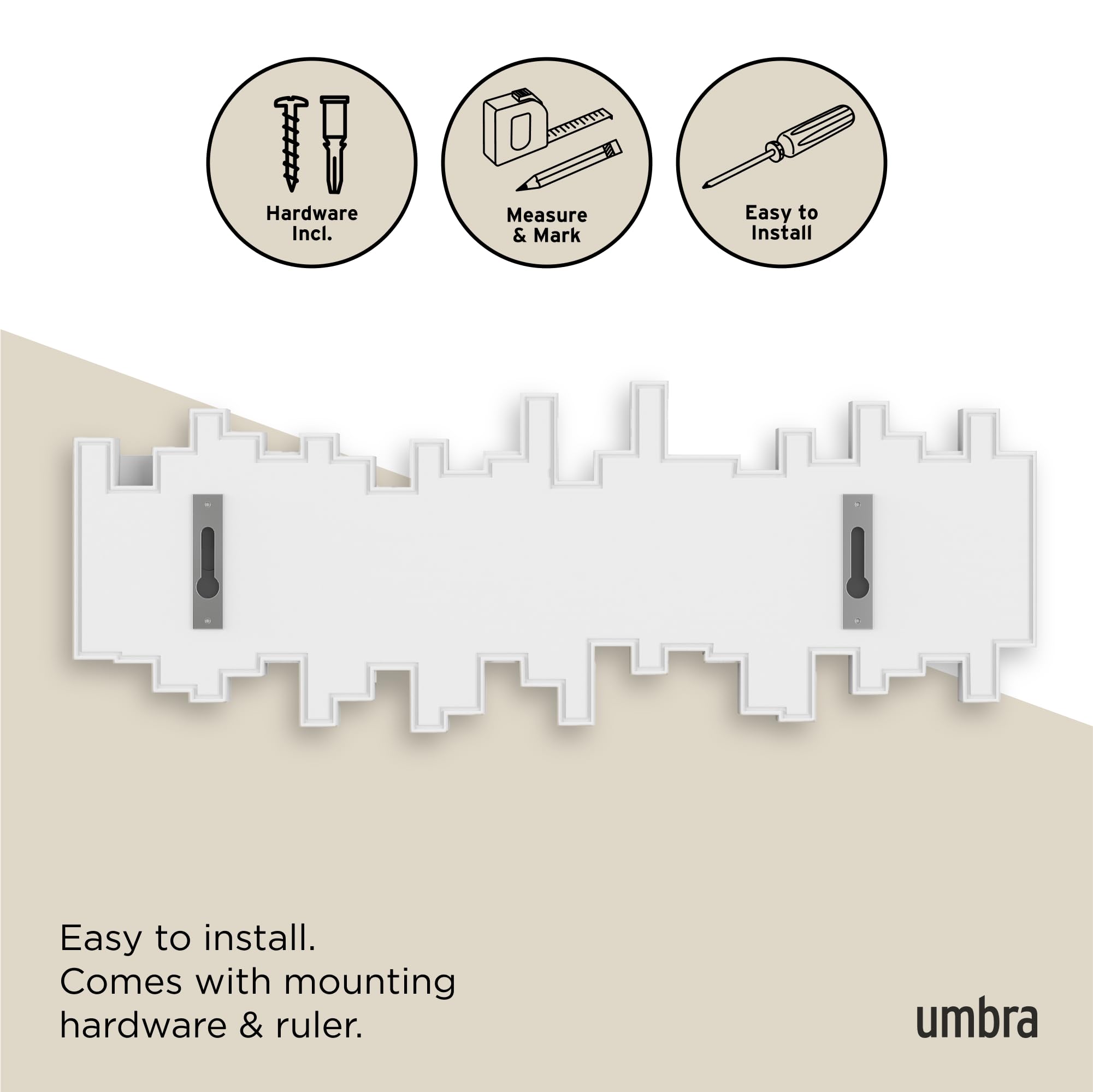 Umbra Sticks Wall-Mounted Coat Rack Rail Hook with 5 Retractable Pegs – Modern, Space-Saving Storage Organizer, White 🍁 All In One Marketplace Canada