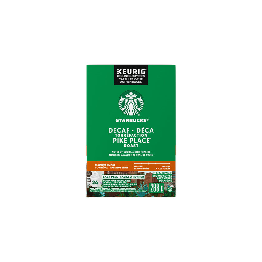 STARBUCKS Pike Place Decaf Roast Medium Roast Ground Coffee K-Cup Pods Box, 288 g 🍁 All In One Marketplace Canada