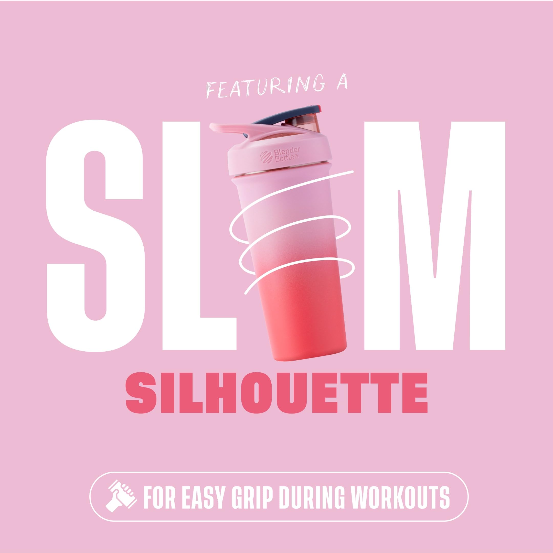 BlenderBottle Strada Sleek Shaker Cup Insulated Stainless Steel Water Bottle with Wire Whisk, 25-Ounce, Flamingo Ombre 🍁 All In One Marketplace Canada