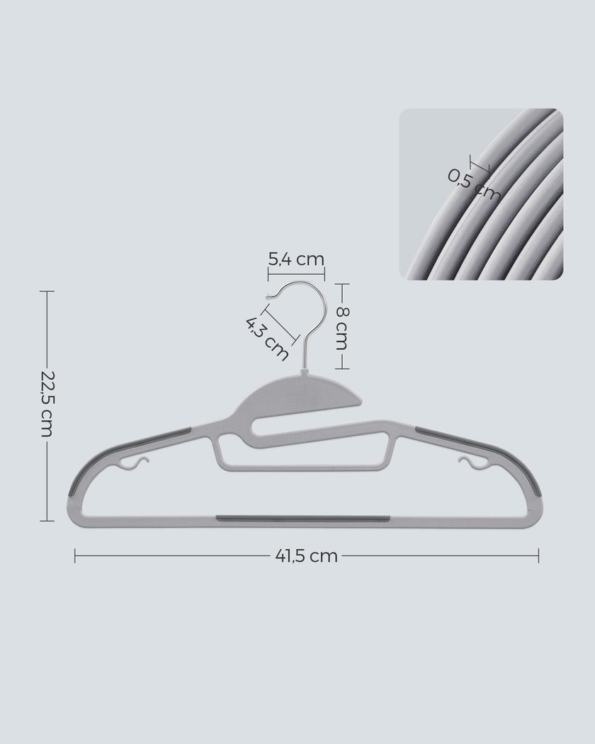 SONGMICS 50 Pack Coat Hangers, Heavy-Duty Plastic Suit Hangers, S-Shaped Opening, Non-Slip, Space-Saving, 360º Swivel Hook, 16.3 Inches Long, Light Gray and Dark Gray UCRP41G-50 🍁 All In One Marketplace Canada