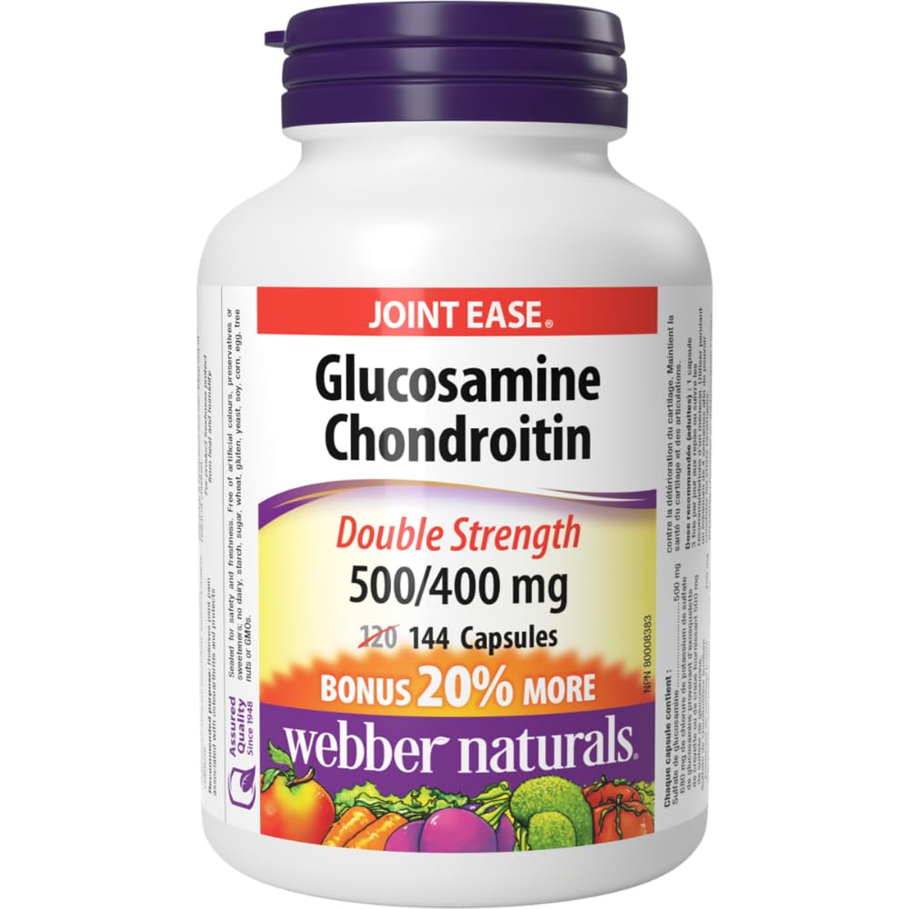 Webber Naturals Glucosamine Chondroitin, Double Strength, 144 Capsules, Helps Relieve Joint Pain Associated with Osteoarthritis 🍁 All In One Marketplace Canada