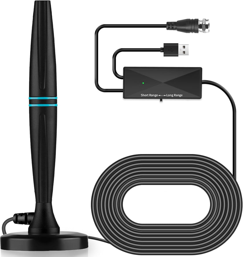 TV Antenna Indoor, Antenna for Smart TV, Support 4K 1080p with Signal Booster for Local Channels, 320 Miles Long Range Reception - 18ft (Dark Grey) 🍁 All In One Marketplace Canada