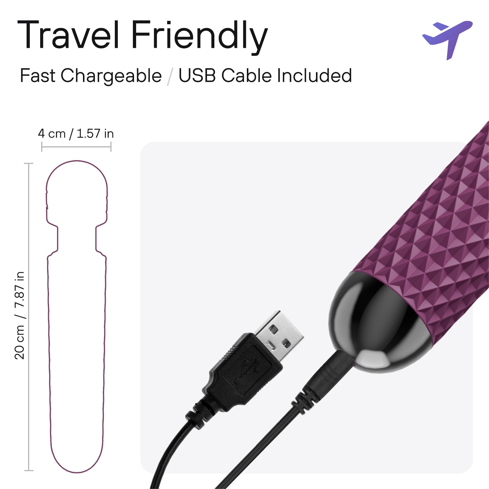 bed geek Handheld Cordless Personal Wand Massager – Waterproof, USB Rechargeable, 20 Vibration Patterns, 8 Speeds, Memory Feature, Skin-Soft Silicone for Ultimate Relaxation Tool (Purple) 🍁 All In One Marketplace Canada