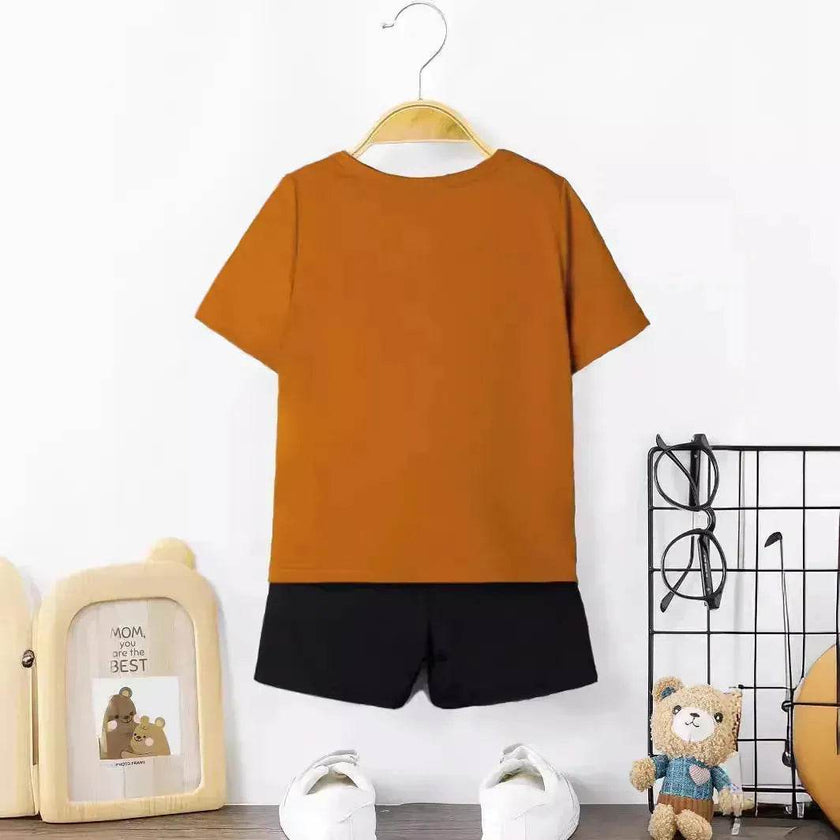 Striped Printed Round Neck Pullover T-shirt Shorts Suit