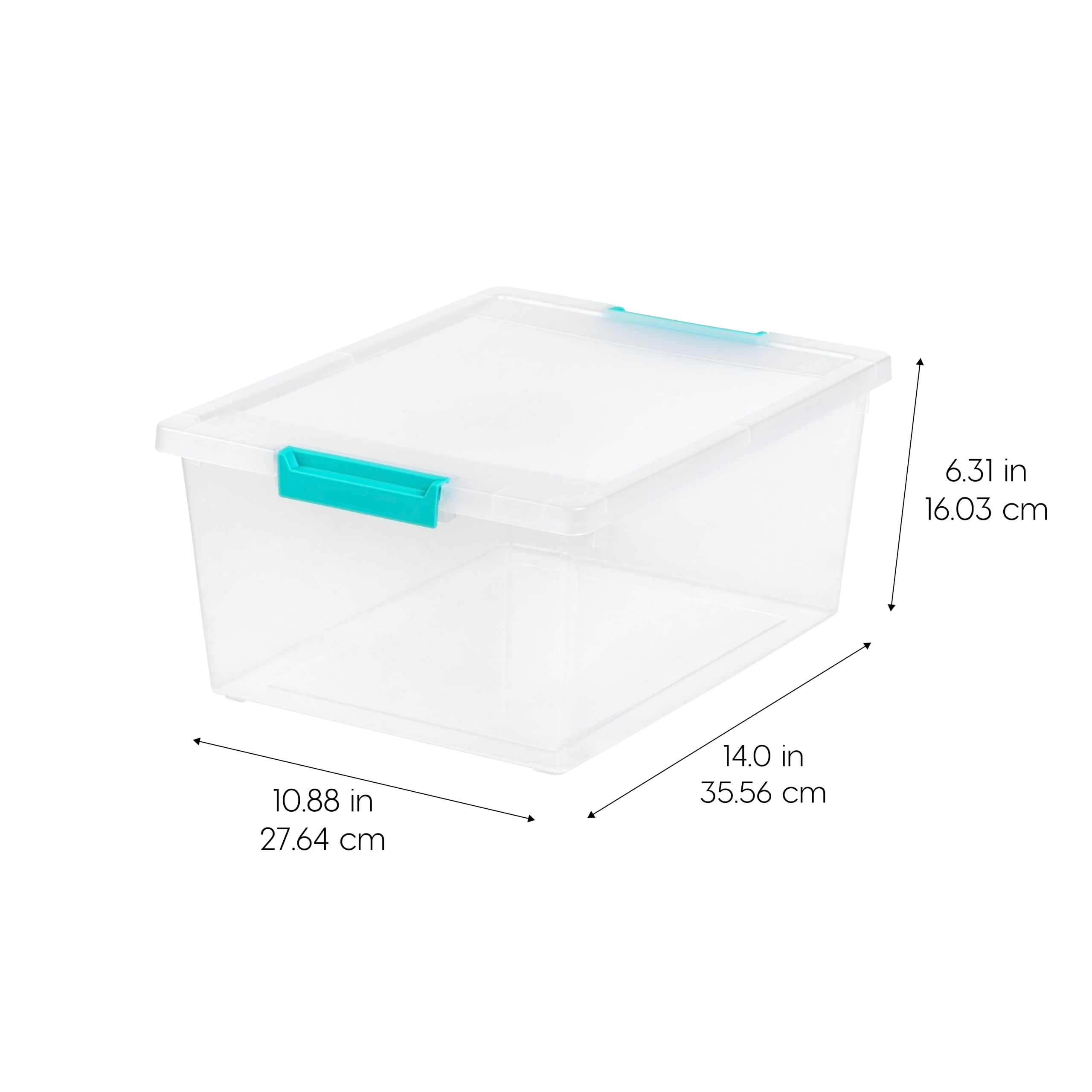 IRIS USA 11.4 L (12 US Qt) Large Deep Clip Box, 4 Pack, Clear Plastic Storage Container Bins with Latching Lids, Organizer for Home, Office and Classroom, Stackable Nestable, Seafoam Blue Buckles 🍁 All In One Marketplace Canada
