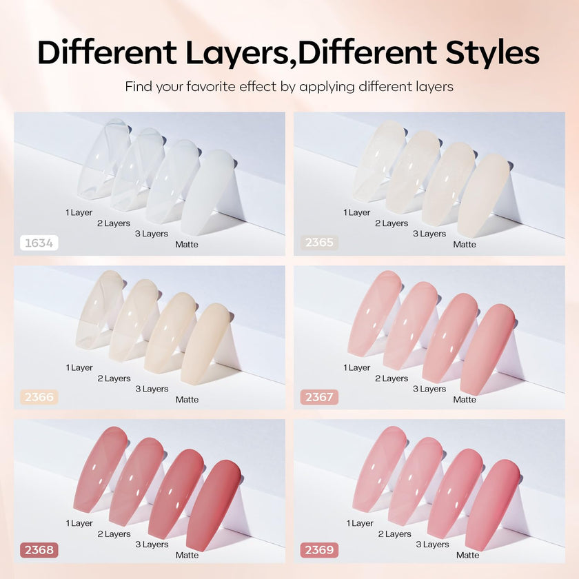 Modelones Jelly Gel Nail Polish 6 Colors Nude Gel Polish Milky White Neutral Nail Gel Polish Shimmery Glitter Translucent Nail Art Gel Kit Soak off Gel Manicure DIY Salon Nail Gift 🍁 All In One Marketplace Canada
