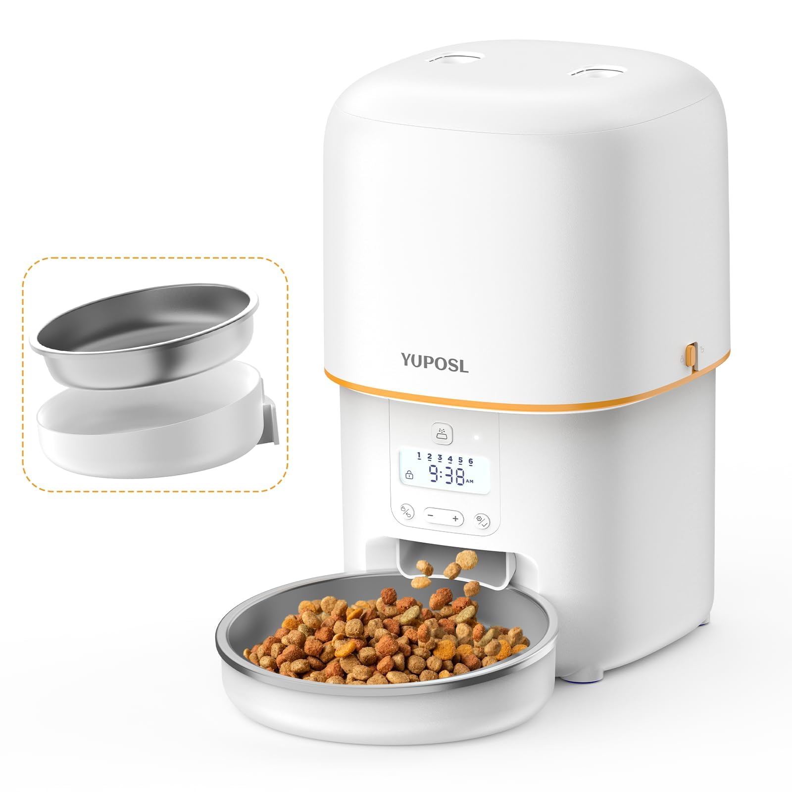 Yuposl Automatic Cat Feeder, 3L Cat Food Dispenser with Over 180-day Battery Life, Anti-Jam Design, 1-6 Meals Per Day with Stainless Steel Cat Bowl, Keep Cat Dry Food Fresh, Also for Small Dog 🍁 All In One Marketplace Canada