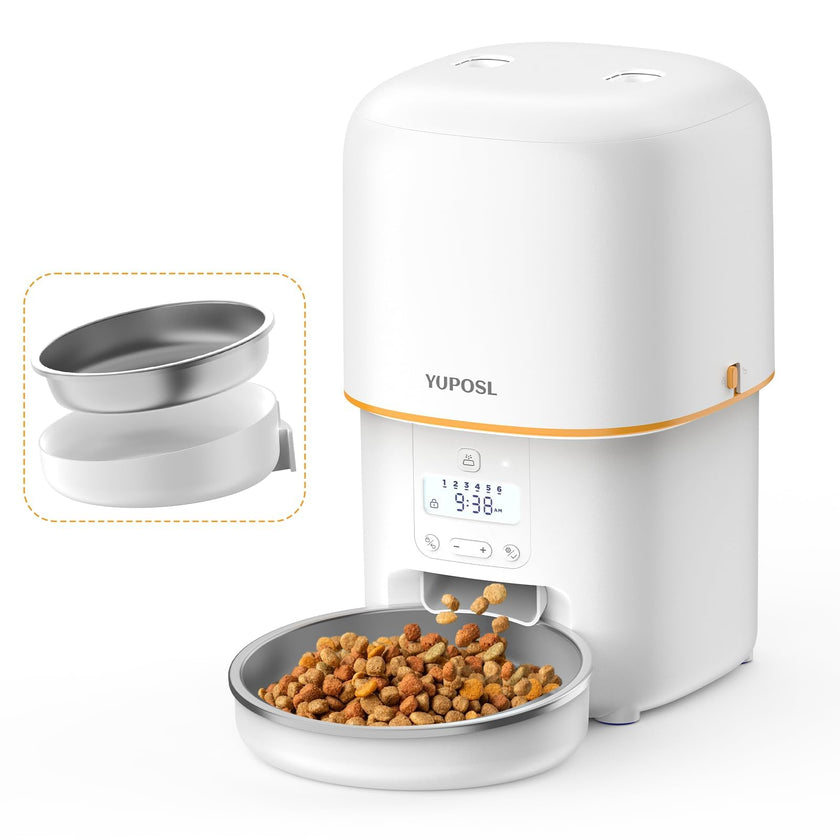 Yuposl Automatic Cat Feeder, 3L Cat Food Dispenser with Over 180-day Battery Life, Anti-Jam Design, 1-6 Meals Per Day with Stainless Steel Cat Bowl, Keep Cat Dry Food Fresh, Also for Small Dog 🍁 All In One Marketplace Canada
