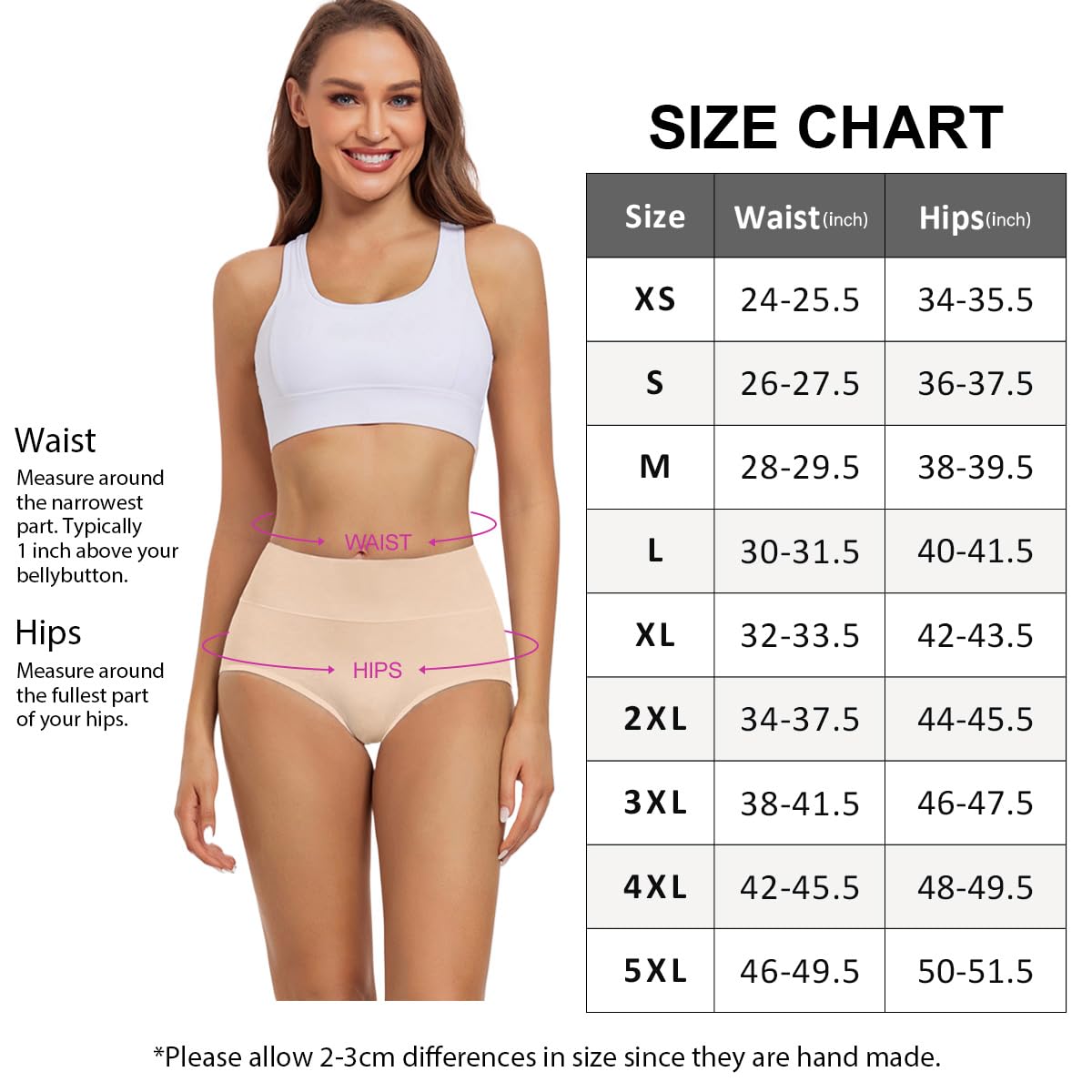 wirarpa Women's High Waisted Cotton Briefs Ladies Underwear Comfortable Panties 5 Pack Beige Medium 🍁 All In One Marketplace Canada