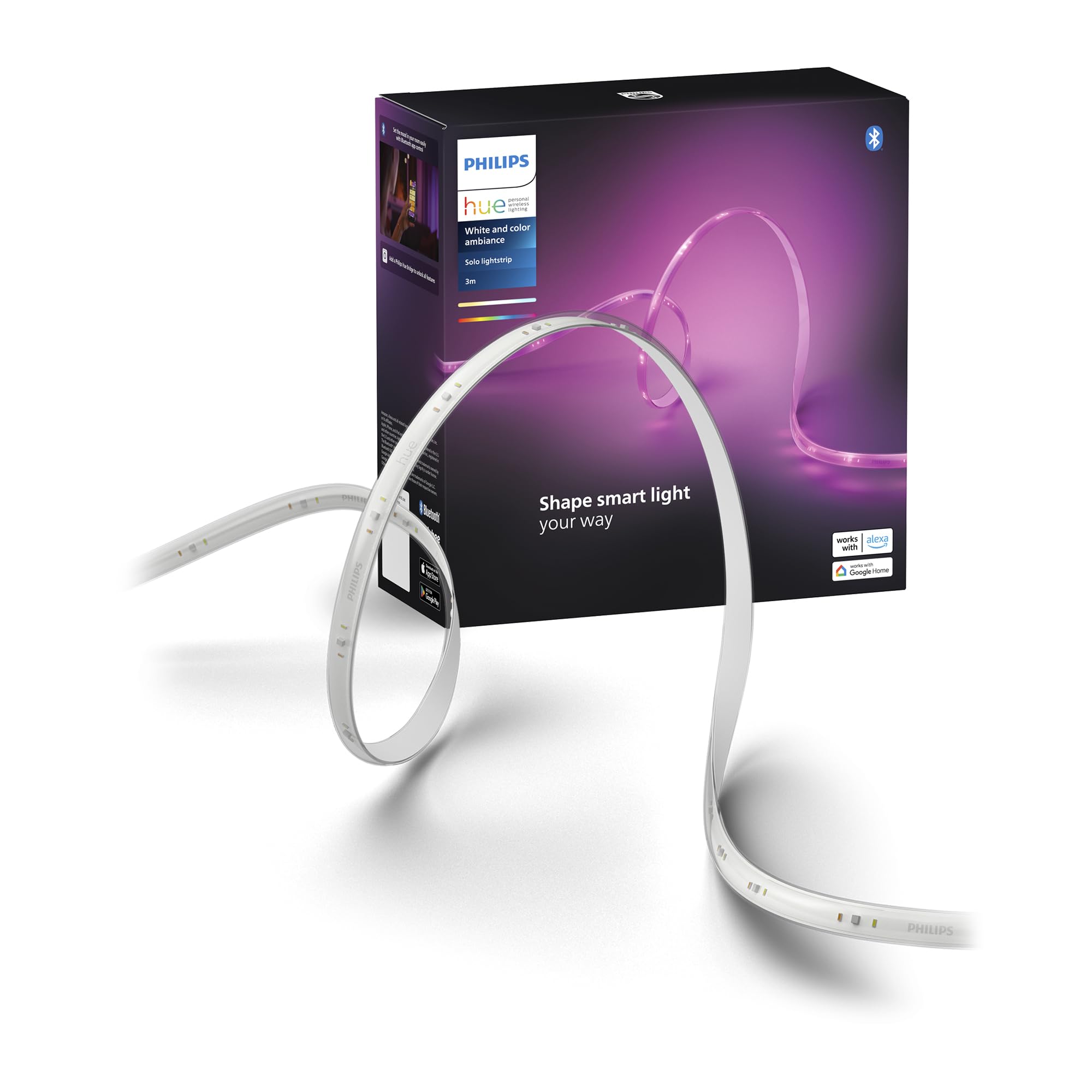 Philips Hue Indoor 3M (10FT) Smart LED Solo lightstrip Base Kit - 1 Pack - Control with Hue App - Works with Alexa, Google Assistant and Apple HomeKit 🍁 All In One Marketplace Canada