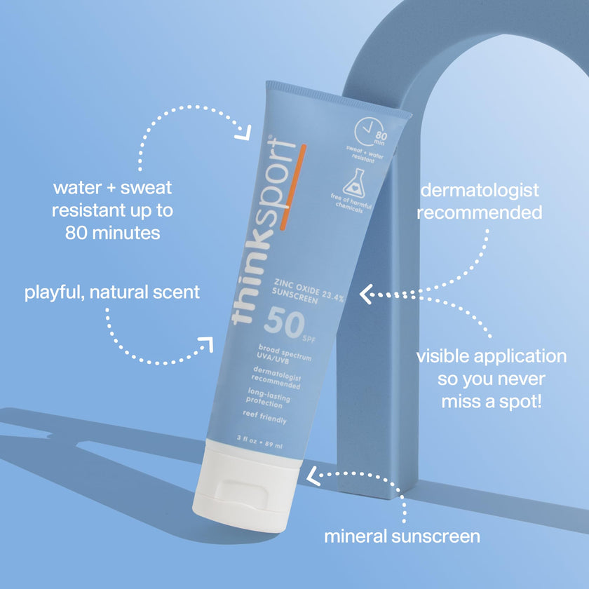 Thinksport SPF 50+ Mineral Sunscreen Lotion, 3oz , White 🍁 All In One Marketplace Canada