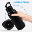 Insulated Water Bottle, 32oz Vacuum Stainless Steel Metal Sports Water Bottles with Stickers, Straw & Spout Lid (2 Lids), Double Walled to Keeps Hot and Cold, Leak Proof, BPA-Free, 32oz (Black) 🍁 All In One Marketplace Canada