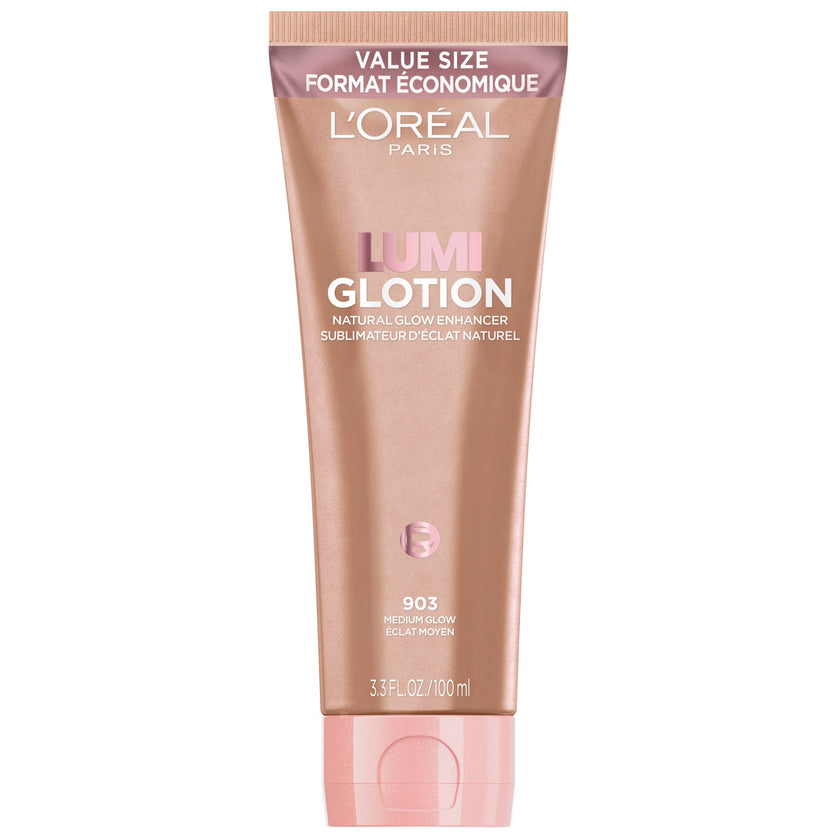 L’Oréal Paris Lumi Glotion Jumbo, Natural Glow Enhancer for Face & Body, Instantly Hydrates and Illuminates Skin, Sheer Colour Tint, Offers a Sunkissed Glow, 903 Medium, 100 mL 🍁 All In One Marketplace Canada