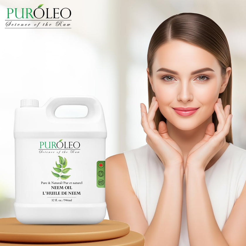 PUROLEO NEEM Oil 32 Fl Oz/946 ML (Packed In Canada) Pure and Natural Neem Oil for Multipurpose Use | Neem Oil extracted from NEEM Plante Chemical free Neem Oil Spray 🍁 All In One Marketplace Canada