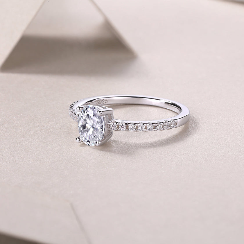 Pleasure - A Wedding Ring Set With Top-quality Moissanite S925 Silver And Platinum-plated Diamond Can Be Inspected With A Diamond Pen