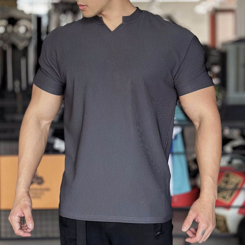 Anti Wrinkle Men Short Sleeve Active wear T-shirt for Workout Gym trainings