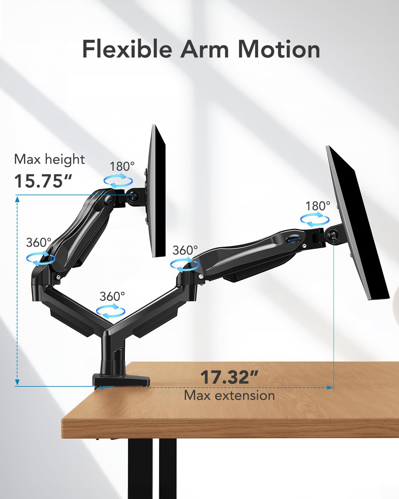 HUANUO Dual Monitor Stand for 13 to 32 Inches, Design Dual Monitor Mount, Fully Flexible Adjustable with Tilt, Swivel, Rotation, VESA 75/100, 19.8lbs per arm 🍁 All In One Marketplace Canada