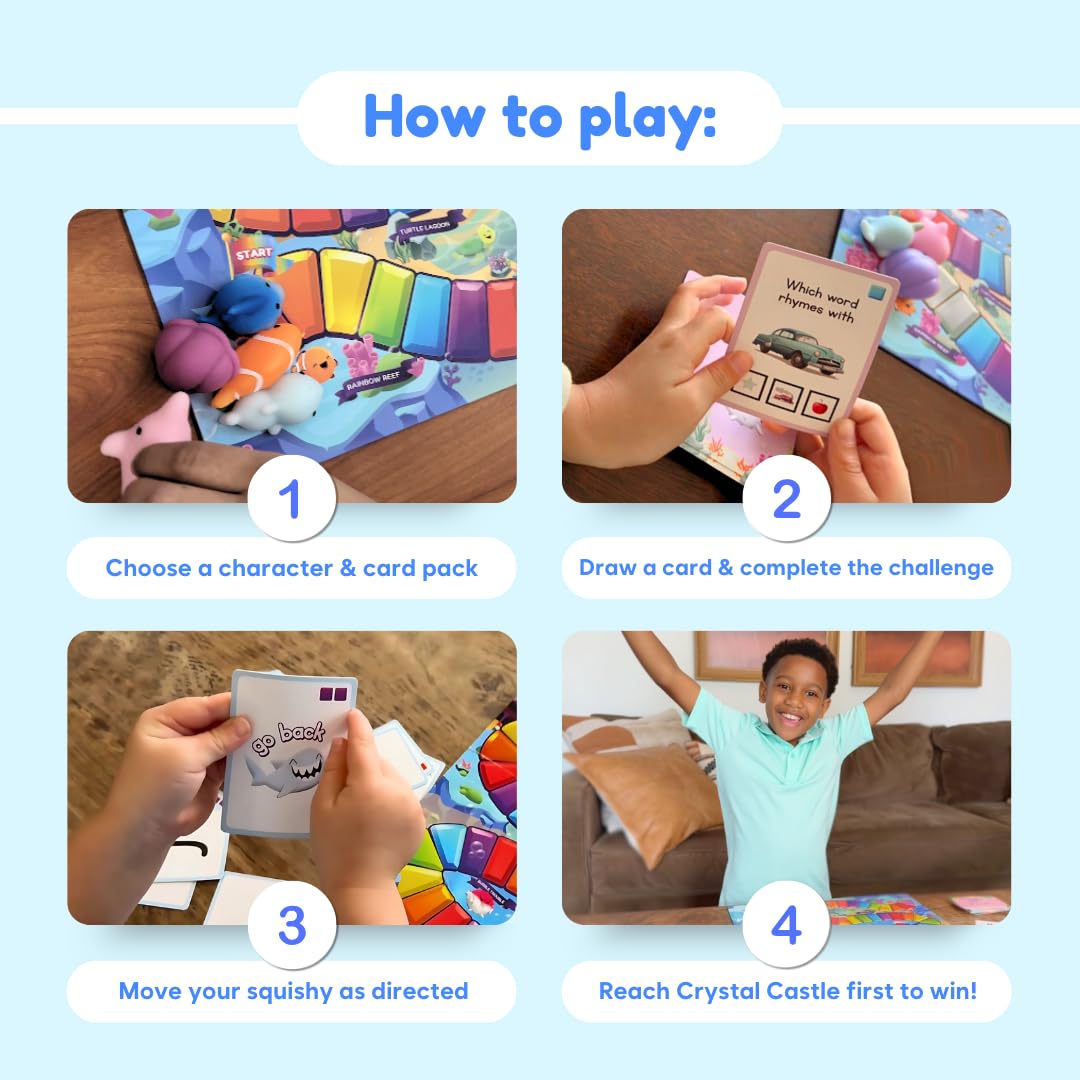 THE FIDGET GAME SquishyLand in Rainbow Reef - Educational & Phonics Learning Activities for Children in Pre-K to 2nd Grade - Mochi Squishy Toys Set with Board Game (2-6 Players) & Card Packs Included 🍁 All In One Marketplace Canada