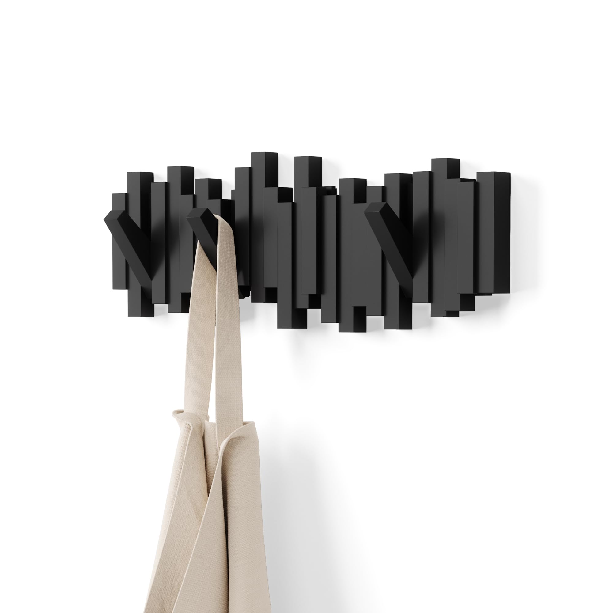 Umbra Sticks Wall-Mounted Coat Rack Rail Hook with 5 Retractable Pegs – Modern, Space-Saving Storage Organizer, Black 🍁 All In One Marketplace Canada