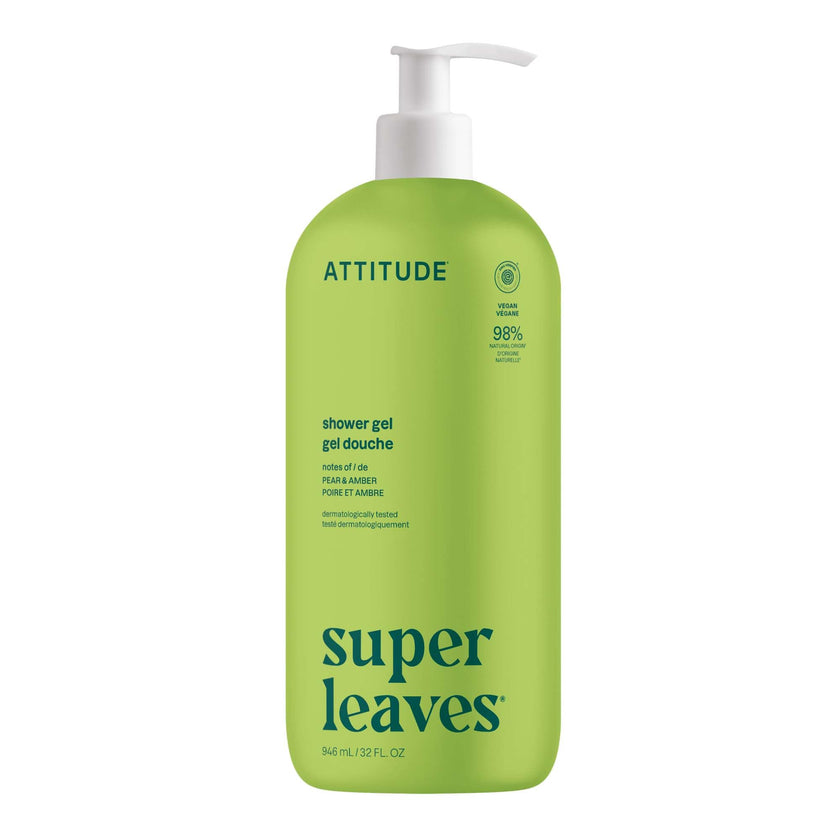ATTITUDE Body Wash, Made in Canada, EWG Verified Shower Gel, Dermatologically Tested, Plant and Mineral-Based, Vegan Personal Care Products, Pear & Amber Scent, 946 mL 🍁 All In One Marketplace Canada