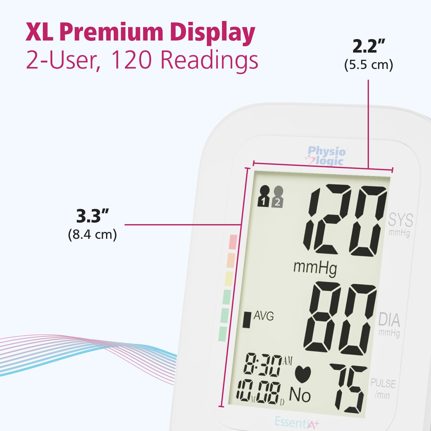 Physio Logic Essentia+ Clinically Accurate, Affordable Blood Pressure Monitor for Home Use, Easy 1-Touch Operation, Premium XL Display, 2-User, 120 Readings, Wide Cuff (22–42 cm), Compact Carry Case 🍁 All In One Marketplace Canada