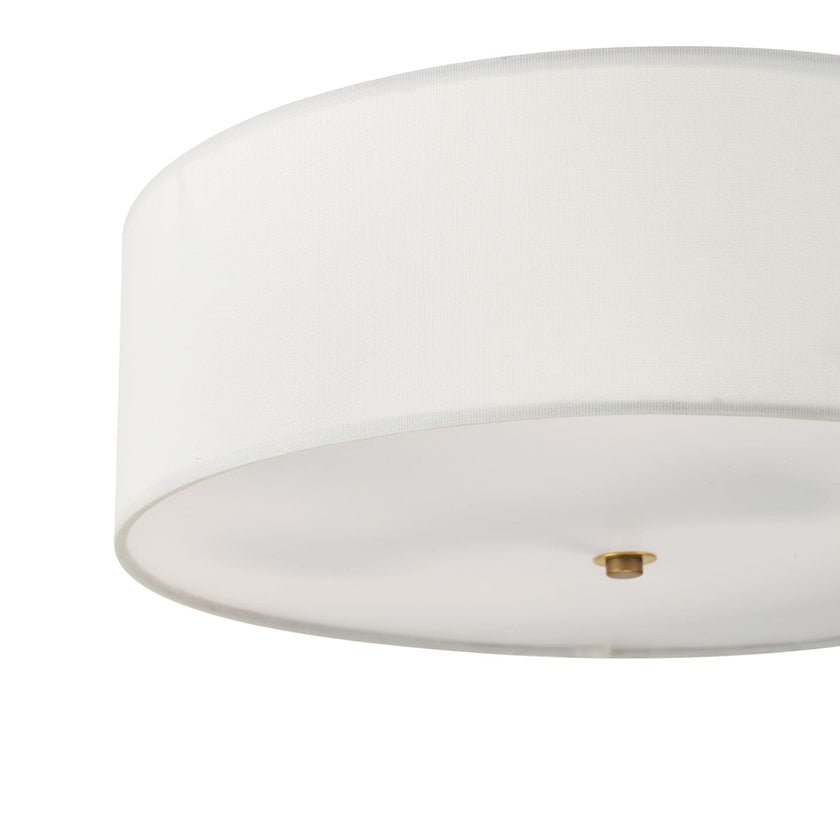 Globe Electric 60998 Kyle 2-Light Flush Mount Ceiling Light, Matte Brass, White Linen Shade 🍁 All In One Marketplace Canada
