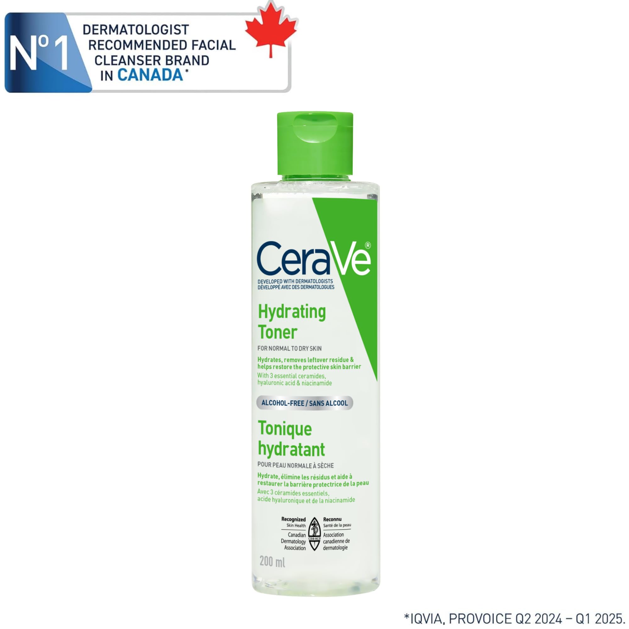CeraVe Hydrating Toner for Face with Hyaluronic Acid, Niacinamide, and Ceramides for Sensitive Dry Skin | Alcohol-Free, Fragrance-Free, Non Comedogenic | Full Size, 200 mL 🍁 All In One Marketplace Canada