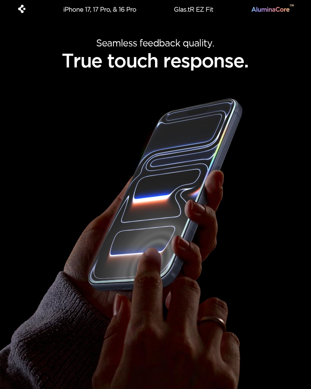 Spigen AluminaCore Tempered Glass Screen Protector [Glas.tR EZ Fit] designed for iPhone 17 Pro | iPhone 17 | iPhone 16 Pro [2 Pack] 9H+ Hardness, Aluminum-Enhanced Durability 🍁 All In One Marketplace Canada