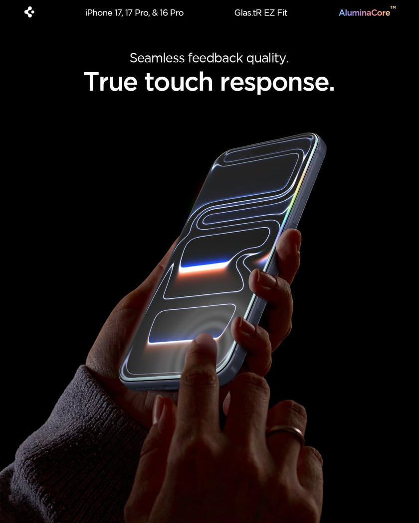 Spigen AluminaCore Tempered Glass Screen Protector [Glas.tR EZ Fit] designed for iPhone 17 Pro | iPhone 17 | iPhone 16 Pro [2 Pack] 9H+ Hardness, Aluminum-Enhanced Durability 🍁 All In One Marketplace Canada