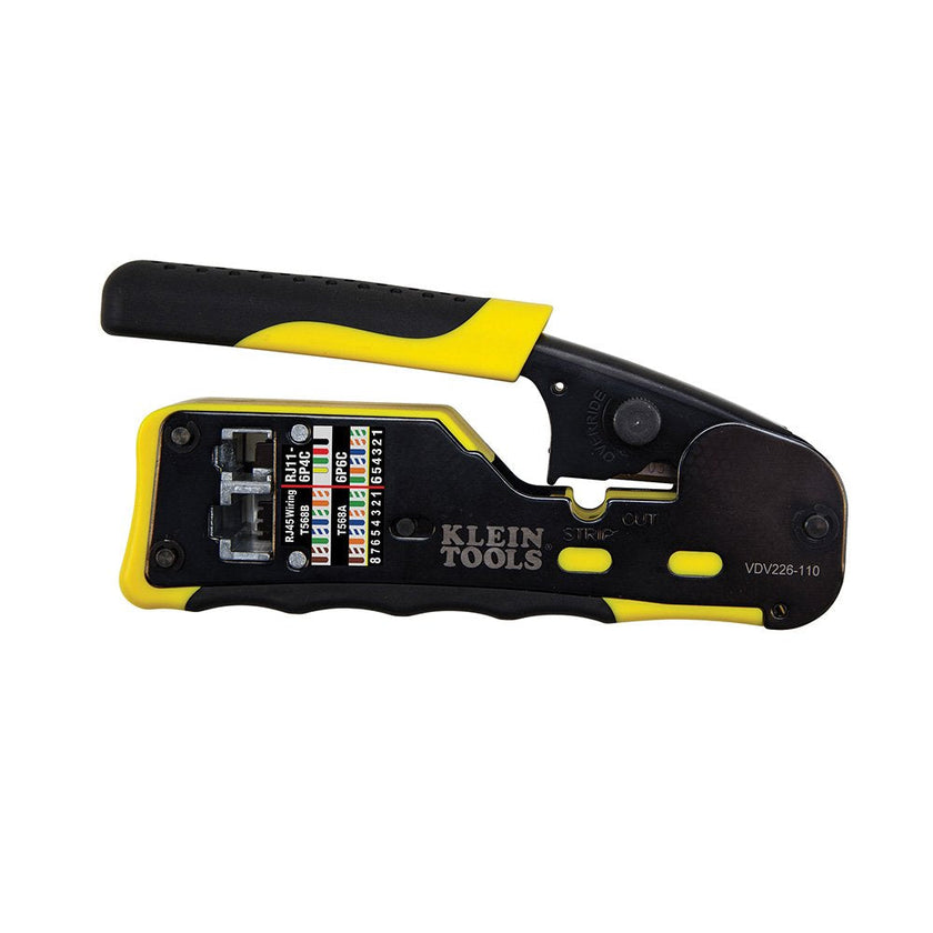 Klein Tools VDV226-110 Ratcheting Modular Data Cable Crimper/Wire Stripper/Wire Cutter for RJ11/RJ12 Standard, RJ45 Pass-Thru Connectors 🍁 All In One Marketplace Canada