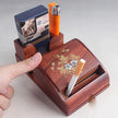 Rosewood Wooden Cigarette Case with Automatic Cigarette Holder