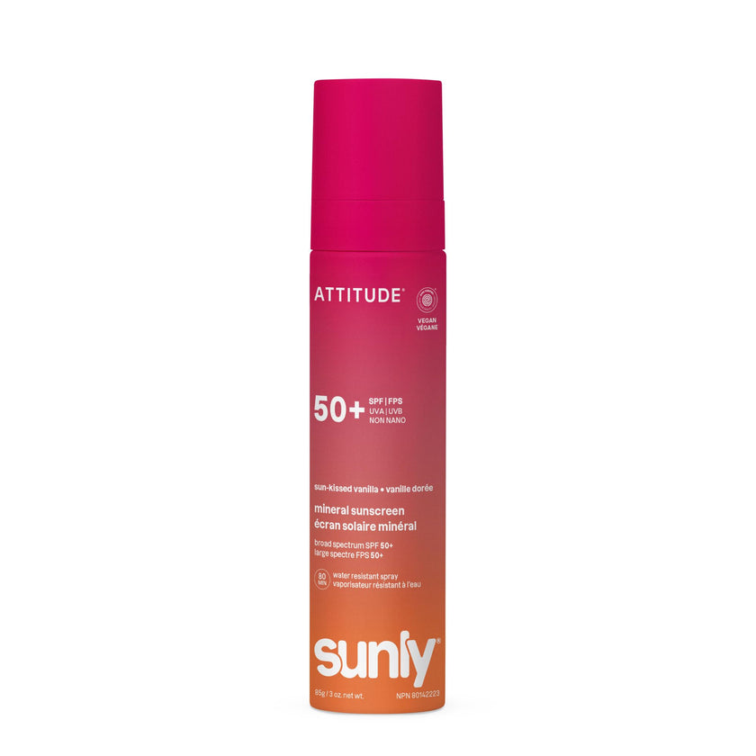 ATTITUDE Mineral Sunscreen Lightweight Lotion SPF 50, Broad Spectrum Zinc Oxide, EWG Verified, Non-Nano, Water-Resistant 80 Minutes, Non-Greasy for Face & Body, Vegan, Sun-Kissed Vanilla Scent, 80 grams 🍁 All In One Marketplace Canada