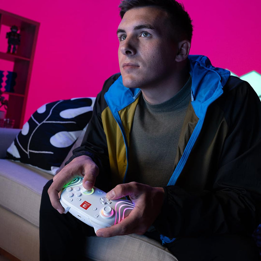 PDP Afterglow Wave Wireless RGB Gaming Controller - Nintendo Switch/Switch Lite/Switch - OLED Model, Nintendo Switch 2, LED Lighting, Rechargeable Battery - White 🍁 All In One Marketplace Canada