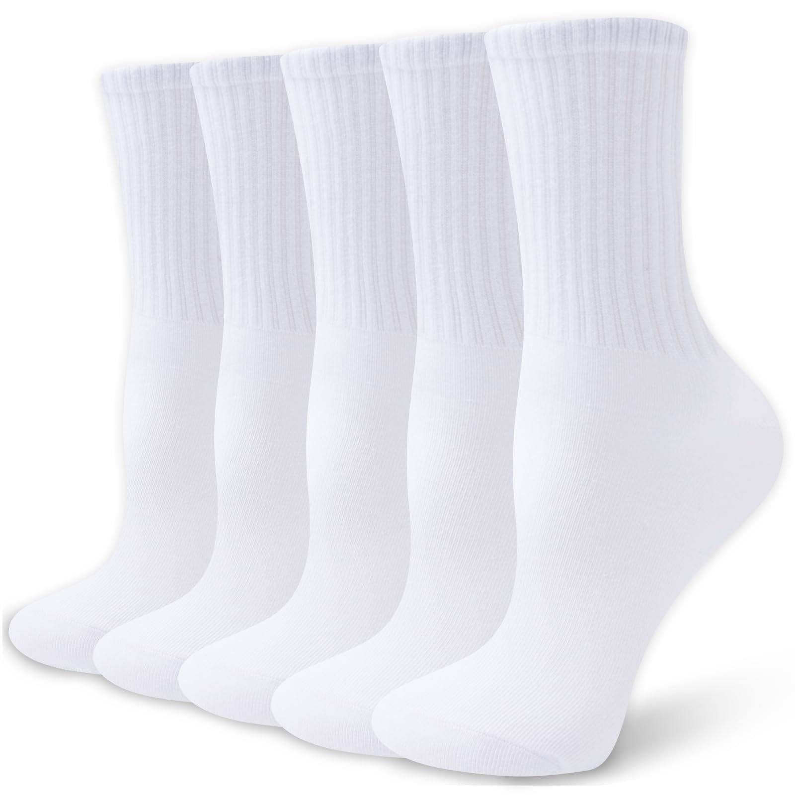 VoJoPi Crew Socks for Women, 5 Pairs Cotton Soft and Moisture Wicking Calf Socks Lightweight Work & Casual Wear, Size 5-10 🍁 All In One Marketplace Canada