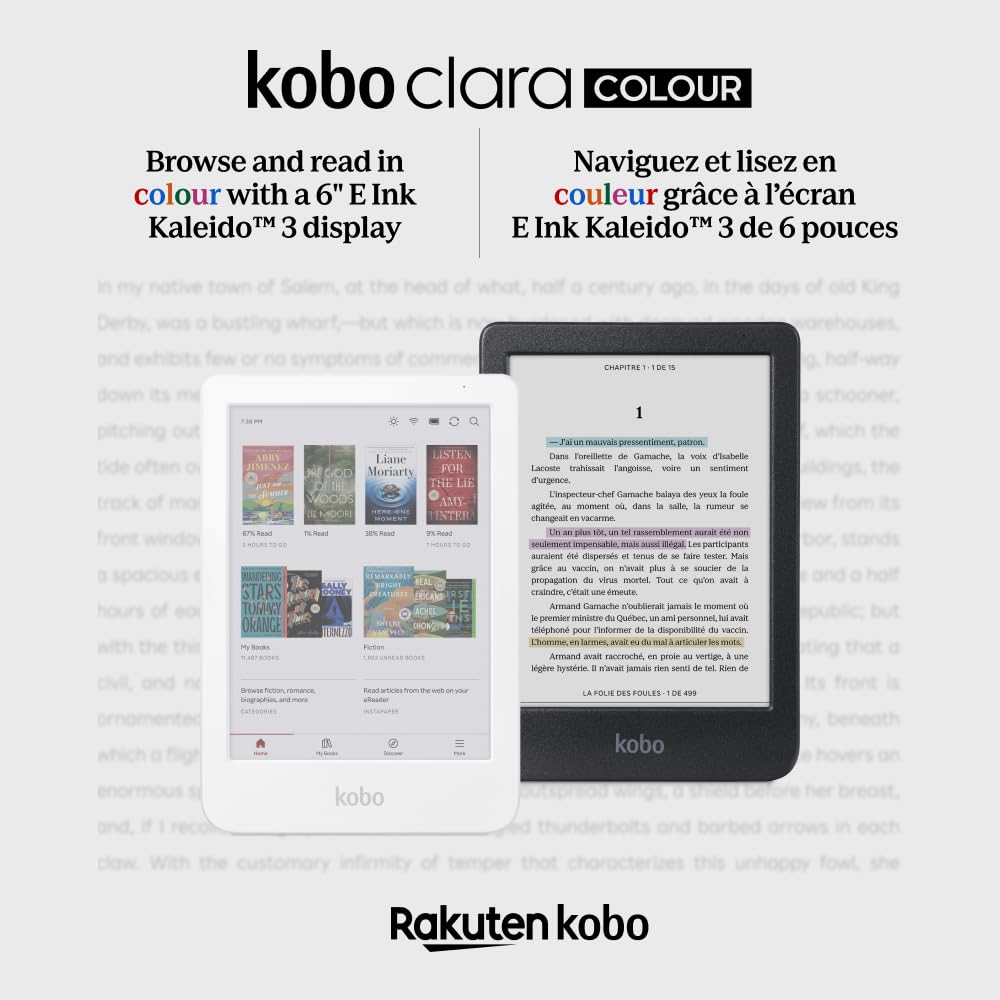 Kobo Clara Colour | Colour eReader | 6” Glare-Free Colour E Ink Kaleido 3 Display | Dark Mode Option | Waterproof | Audiobooks | 16GB of Storage (White) 🍁 All In One Marketplace Canada