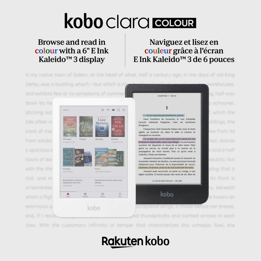 Kobo Clara Colour | Colour eReader | 6” Glare-Free Colour E Ink Kaleido 3 Display | Dark Mode Option | Waterproof | Audiobooks | 16GB of Storage (White) 🍁 All In One Marketplace Canada