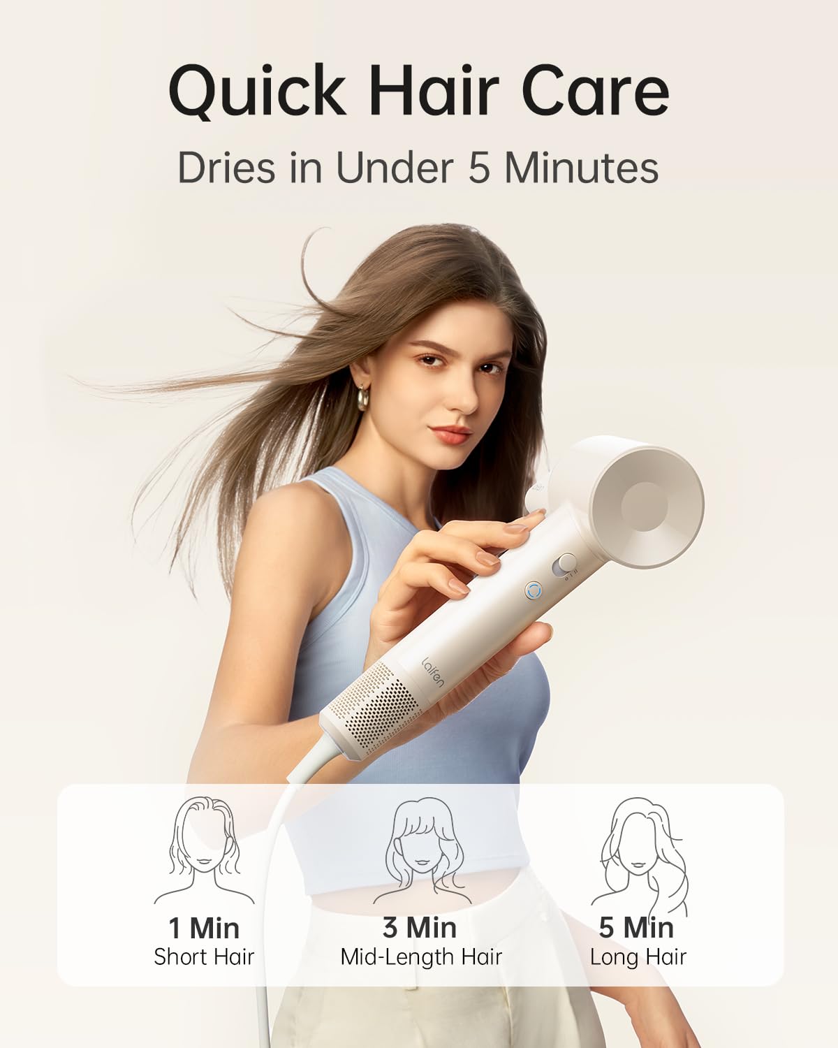 Laifen SE Lite Professional Hair Dryer, High-Speed Blow Dryer 100,000 RPM Brushless, Ionic Hair Dryer with Diffuser for Curly Hair , Fast Drying Low Noise, Diffuser Hair Dryer for Women and Men Lightweight Thermo-Control with 2 Nozzles, HD110
