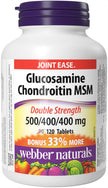 Webber Naturals Glucosamine Chondroitin MSM, Double Strength, 120 Tablets, Helps Relieve Joint Pain Associated with Osteoarthritis 🍁 All In One Marketplace Canada