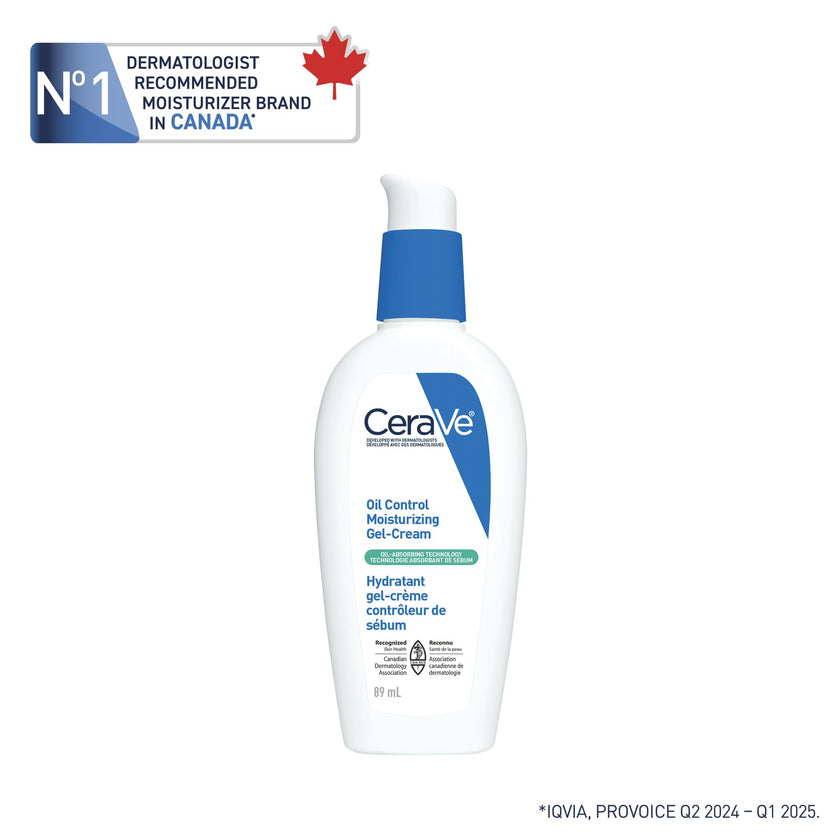 CeraVe Oil Control Moisturizing Gel-Cream for Oily & Combination Skin, 48H Hydration & 8H Shine Control, Non-Greasy, Matte Finish with Ceramides, Hyaluronic Acid & Niacinamide, Fragrance-Free, 89mL 🍁 All In One Marketplace Canada