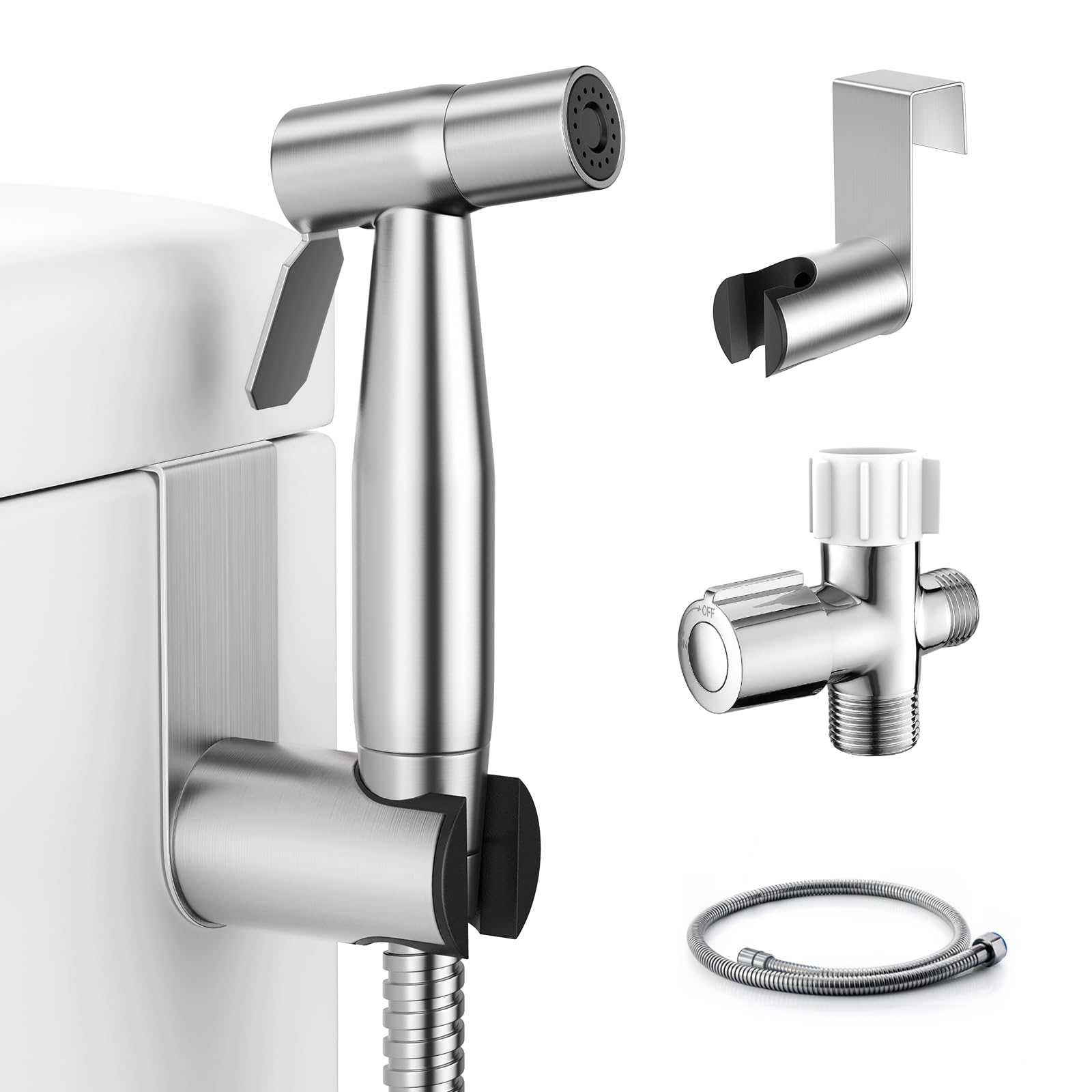 Fekivasy Handheld Bidet Sprayer for Toilet, Muslim Shower Bidet Attachment for Toilet, Adjustable Water Pressure with Bidet Hose for Feminine Wash, Bidet Faucet Cloth Diaper Sprayer for Baby Wash 🍁 All In One Marketplace Canada