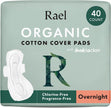 Rael Pads for Women, Organic Cotton Cover - Period Pads with Wings, Feminine Care, Sanitary Napkins, Heavy Absorbency, Unscented, Ultra Thin (Overnight, 40 Count) 🍁 All In One Marketplace Canada