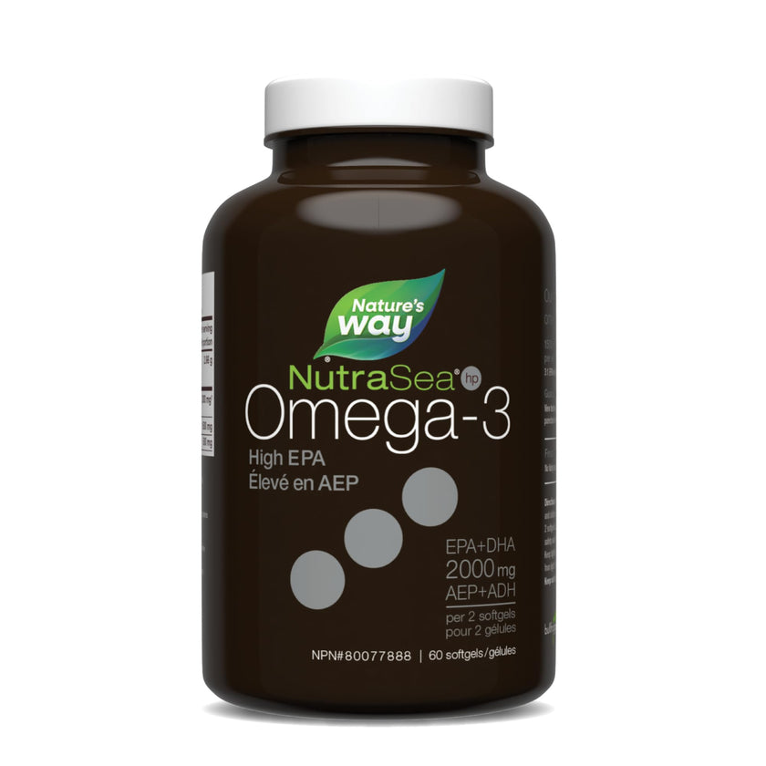 Nature's Way NutraSea HP Omega 3 Extra Strength Supplement with Fish Oil – Fresh Mint Flavour – Heart & Brain Support for Adults and Kids 9+ – 60 Softgels 🍁 All In One Marketplace Canada