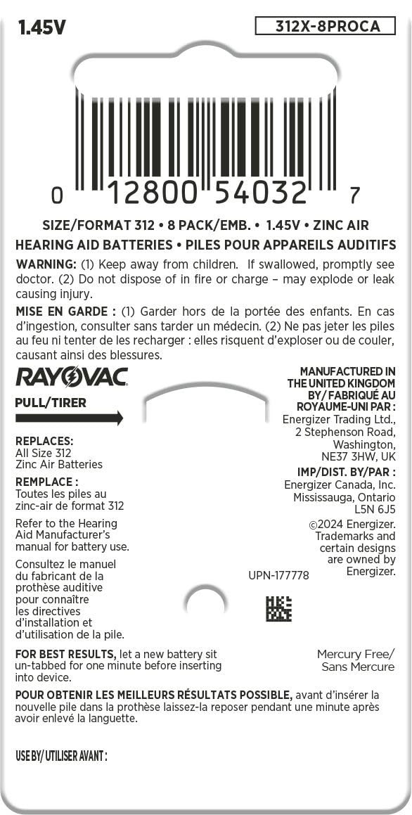 RAYOVAC® ProLine Size 312 Hearing Aid Batteries (80 Batteries) 🍁 All In One Marketplace Canada