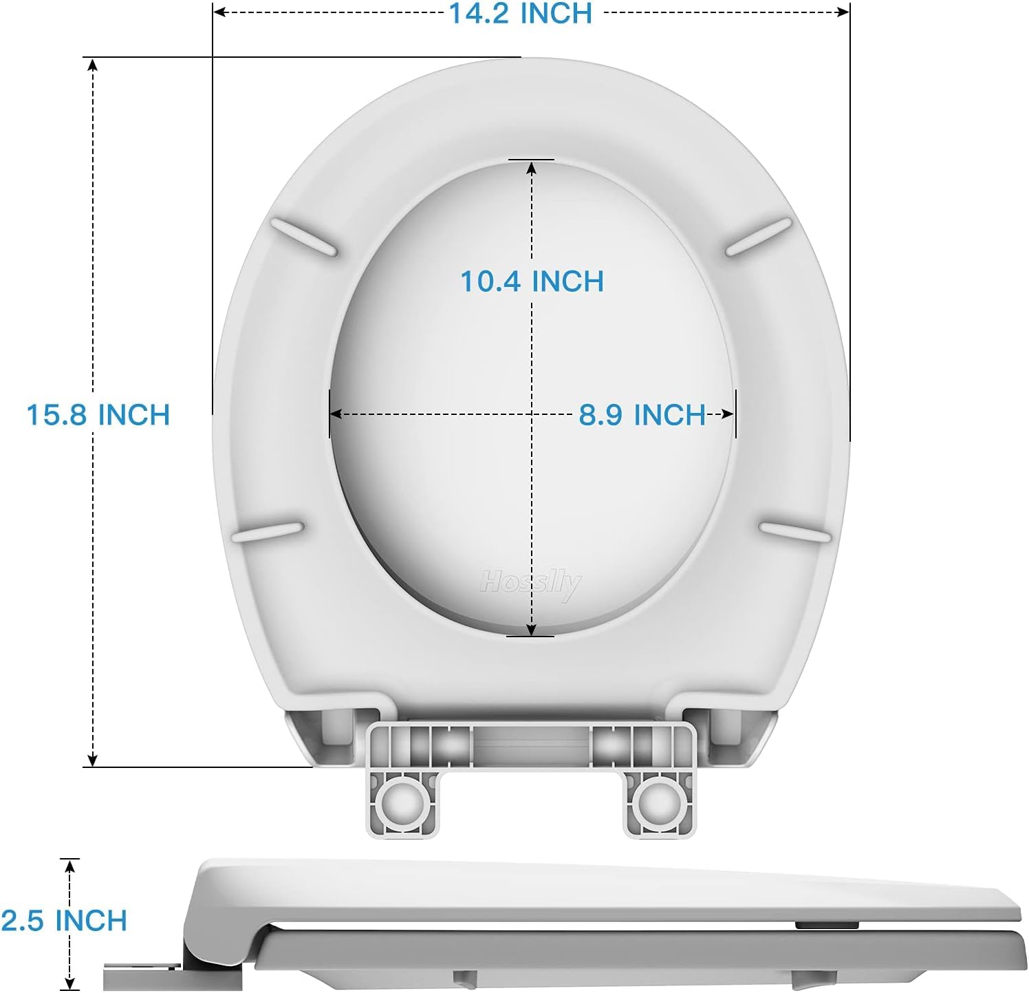 Soft Close Commercial Toilet Seat – 17 Round, Thickened White PP, Quiet Lid, Easy Install & Clean, Never Loosen, Restroom Grade, Fits Most Standard Toilets – Size: 17/19