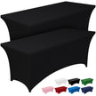 Pureegg Spandex Tablecloth 6ft - 2 Pack, Fitted and Tight Table Cloth for Rectangular Table, Wrinkle-Free and Stretch Table Cover for Party, Wedding, and Banquet, Black, 72